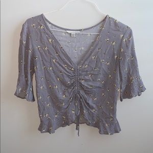 AEO Lavender Tie Front Top